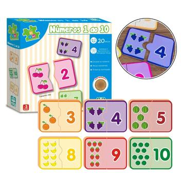 Brinquedo Educativo Didático Descobrindo a Matemática Números - Coleção  Madeira Be A Bá 20 Peças Grandes - Jogo Infantil Pré Escolar 3 Anos 4 Anos  5 Anos - Nig Ref. 0420