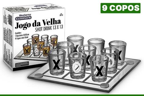 Jogo Da Velha Tabuleiro Vidro 9 Copos Shot Perdeu Bebeu Social Com