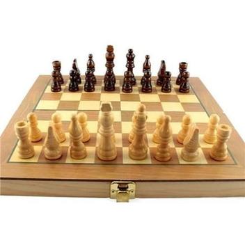 Jogo de xadrez De Madeira 3 Em 1 24 x 24 Cm - CHESS - Jogo de