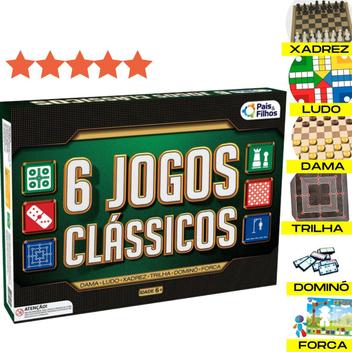 Jogo Clássico 6 em 1 Xadrez Dama Ludo Domino Forca Trilha - AliExpress