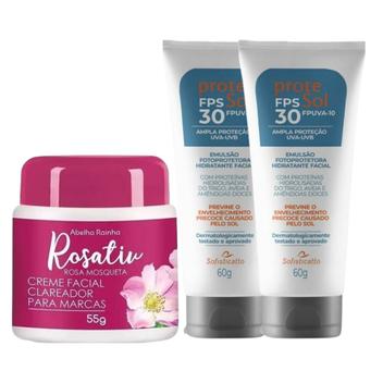 Kit 1 Creme Clareador Rosativ + 2 Protetor Solar Protesol 30 FPS - Rosa ...