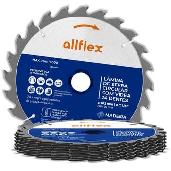 Kit 10 Discos Serra Circular allflex C/Videa 7.1/4 24 Dentes - Disco de ...