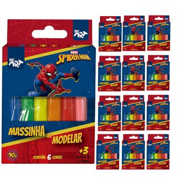 Kit 12 Caixas Massinha de Modelar Homem Aranha 90g Infantil Artes com 6 ...