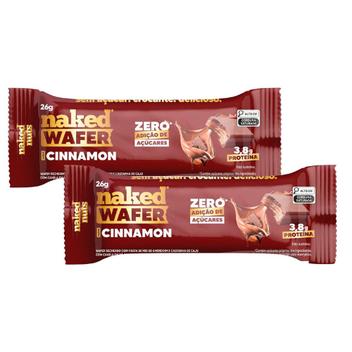 Kit 2 Naked Wafer 4g de Proteína Sabor Cinnamon Zero Açúcar 26g - Naked