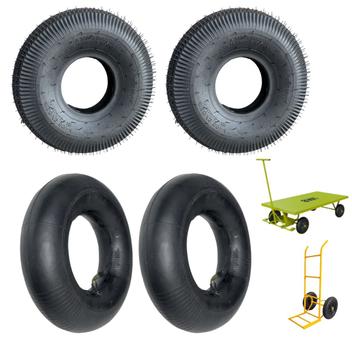 2 Stück Schlauch Reifen 4.10/3.50-4 - Für Schubkarren, Rasenmäher & Gartenwagen, 260x85mm