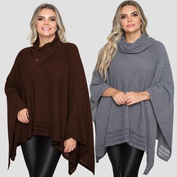 Poncho Maliha en punto liso topo