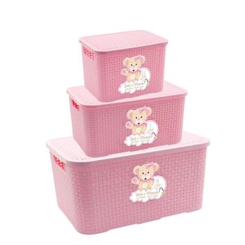 Kit 3 Caixas Organizadoras Infantil Rattan Com Tampa Para Brinquedos ...
