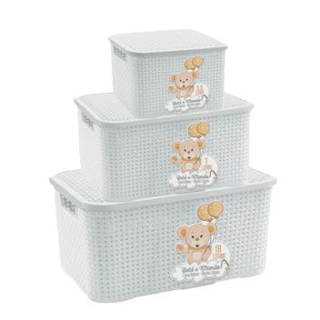 Kit 3 Caixas Organizadoras Infantil Rattan Com Tampa Para Brinquedos ...