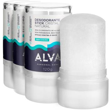 Kit 3 Desodorante 100% Natural 120G Alva Saudável Pedra Cristal Não ...