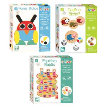 Kit Com 2 Jogos Infantis Educativos 4+ Anos Coleção Crescer Nig: Cadê o  Bicho + Equilibra Bebês - Brinquedos Educativos - Magazine Luiza