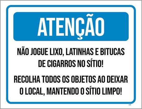 Kit 3 Placa Não Jogue Lixo Mantenha Sítio Limpo 36X46 - Sinalizo ...