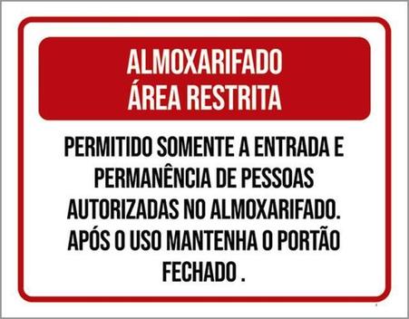 Kit 3 Placas Almoxarifado Área Restrita - Sinalizo - Placa de ...