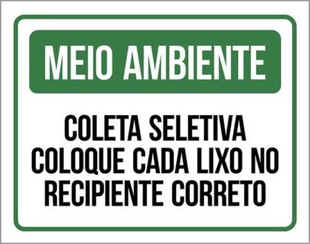 Kit 3 Placas Meio Ambiente Coleta Seletiva Coloque Cada Lixo - Sinalizo ...