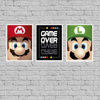 Quadro decorativo A4 '' Super Mario World '' Jogo