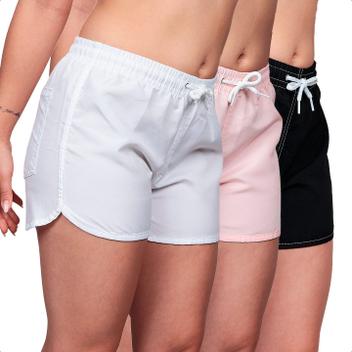 Kit 3 Short Feminino Tactel Moda Verão Praia Piscina Blogueirinha Leve ...