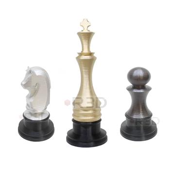 Kit Decoração Xadrez Chess Gold Cavalo Rainha e Rei em Alumínio