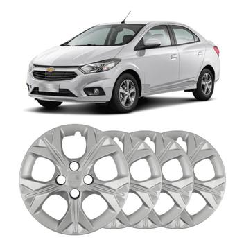 Kit 4 Calotas Onix Prisma 2021 Aro 14 Prata - Cubo Baixo Grid | Proteção E Estilo