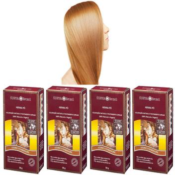 Kit 4 Henna Pó Louro Champagne Surya - Cobre os Fios Brancos - Surya ...