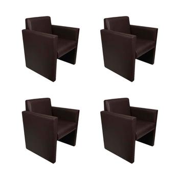 Kit 4 Poltronas Nina Executiva Pé Fechado Madeira Maciça - Marrom Café ...