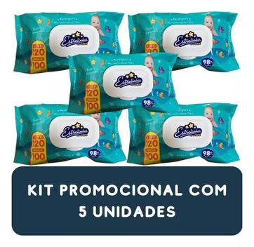 Kit 5 Lenço Umedecido Estrelinhas com 600 lencos - Hygieline - Lenço ...
