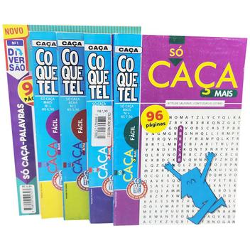 Kit 6 Livro Caça Palavras Coquetel Nível Fácil 43 Páginas