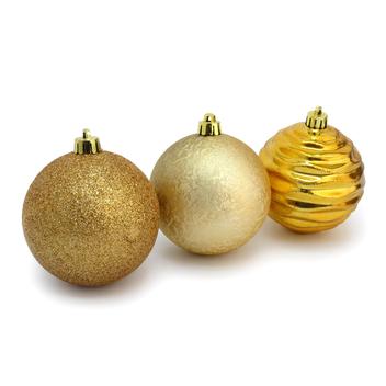 Jogo de Bolas Natalinas Brilhantes e Foscas Dourado 6Pcs 8cm