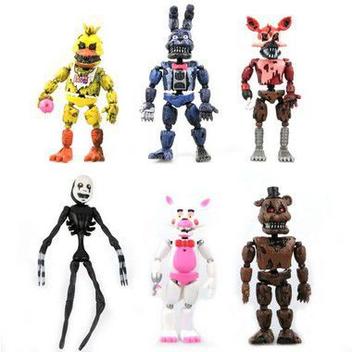 Kit 5 bonecos five nights at freddys fnaf articulados com luz led