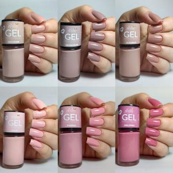 Kit 6 Esmaltes Nudes e Rosas (858 859 860 861 862 863 cores) Efeito Gel