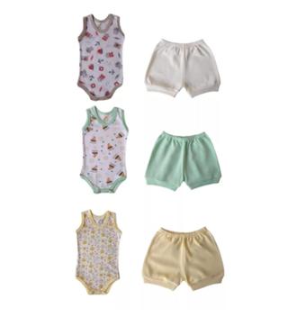 Kit 6 Peças Roupa Pra Bebê Body Regata + Short Tapa Fralda Verão Roupa ...