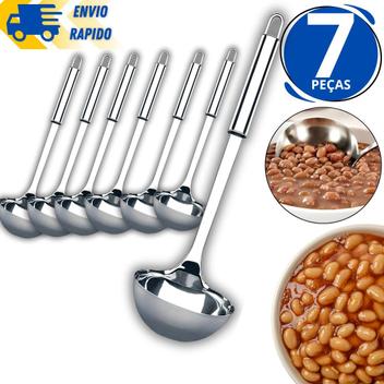 Kit 7 Concha 100% Inox Para Feijão Sopas Caldos Utensilio De Cozinha ...
