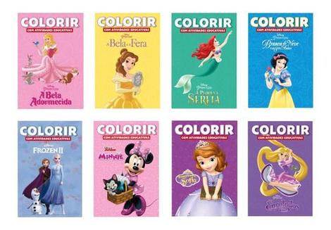 Kit 6 Revistas De Colorir Pintar Atividades Pincesas Disney