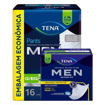 Kit Absorvente Protetor Masculino Tena Men Active Fit 10 Unidades