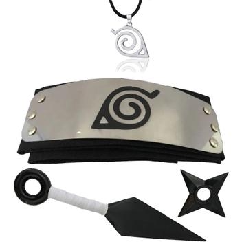 kit Bandana Naruto aldeia da folha Renegado, Kunai, Shuriken Minato e Colar  Ajustável símbolo da aldeia da folha - Super Size Figure Collection - Kits  / Conjuntos de Joias e Bijuterias - Magazine Luiza