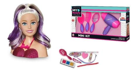 Combo Boneca Barbie Busto Fala Frases + Kit Fashion Maquiagem ED1  Brinquedos Kit Infantil menina rosa