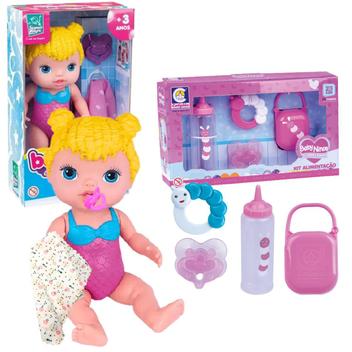 Kit Boneca Menina Em Vinil Articulada Que Toma Banho Com Toalha ...