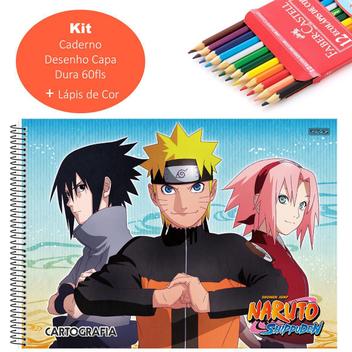 Kit Caderno de Desenho Naruto 60fls Capa Dura C3 São Domingos + Lápis de  Cor Faber 12 Cores Escolar Infantil Fundamental - Caderno de Desenho -  Magazine Luiza