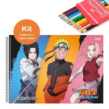 Caderno de Desenho Naruto Shippuden Preto - 60 Folhas - São Domingos - Casa  Joka