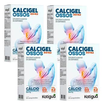 Kit Calcigel Osso D3+k2 Com 4 Unis De 30 Comprimidos Cada - KATIGUA ...