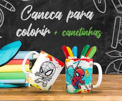 Kit Caneca Vamos Colorir Homem Aranha + Jogo de Canetinhas - Mary Pop  Personalizados - Canecas - Magazine Luiza