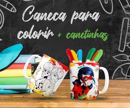Kit Caneca para pintar Miraculous Lady Bug + Jogo de Canetinhas Laváveis -  Mary Pop Personalizados - Copos, Taças e Canecas - Magazine Luiza