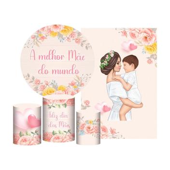 Kit Casado Dia Das Mães Painel Redondo Trio Capas Cilindro - Prime ...