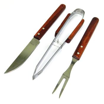 Jogo para Churrasco Faca, Pegador e Garfo Trinchante Carving Set - Shop ND