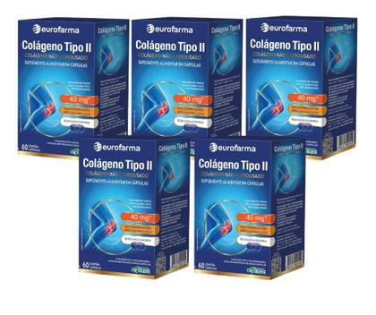 Kit Colágeno Tipo II 40mg Com 5 Caixas De 60 Cápsulas Cada - EUROFARMA ...