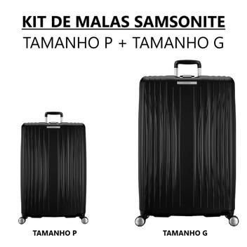Kit Com 2 Malas de Viagem Samsonite Quartz Preta Tamanho P + Tamanho G ...