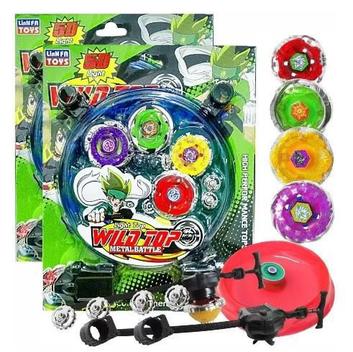 Bey Blade Brinquedo Lança Disco Infantil Kit com 4 Peões em