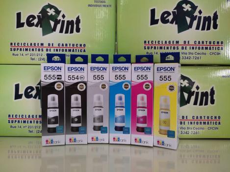 Kit com 6 refil epson 555 e 554 para impressora tanque de tinta l8160 ...