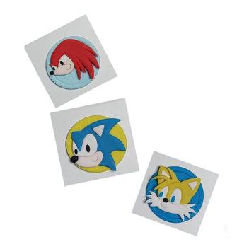 Kit 3 pins personagens Sonic multicor, SEGA