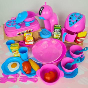 Kit Cozinha Infantil de Brinquedo Completa 30 Peças Panelas Fogão ...