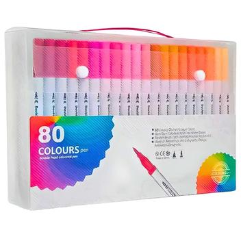 Kit De Canetinhas Coloridas 80 Cores Ponta Dupla 1,2MM 0,4MM - Colours ...