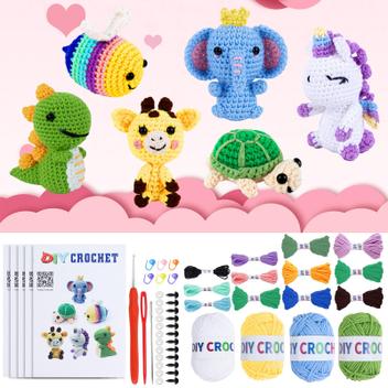 QYGYMXC Crochet Kit For Beginners - 6 Animal Set With Video Tutorials, Yarn, Hooks, Complete DIY Craft Kit - View #10